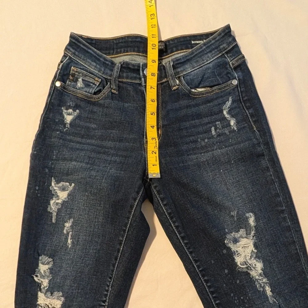Judy Blue Distressed Boyfriend Jeans Dark Wash Paint Splatter Women's Size 3/26